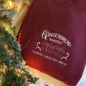Vintage Gingerbread Christmas Holiday Baking Embroidered Seasonal Embroidery Cute Thanksgiving Hanukkah Preppy Shirt