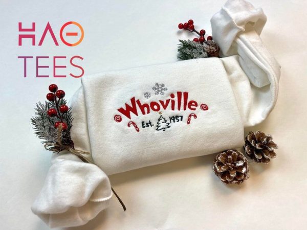 Whoville Embroidered Christmas Santa Claus Crewneck Whoville Sweater The Grinch Grinch Sweatshirt Whoville University Grinch Christmas Shirt