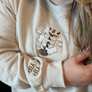 Appa Avatar In A Christmas Hat Embroidered Christmas Bison Custom Design Christmas Yip Shirt