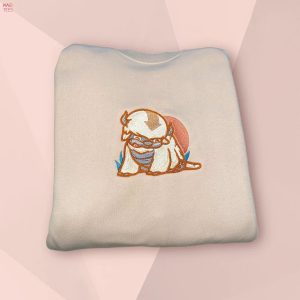 Avatar Pappa Appa Embroidered Crewneck Flying Bison Custom Design Anime Embroidery Cute Fall Autumn Shirt
