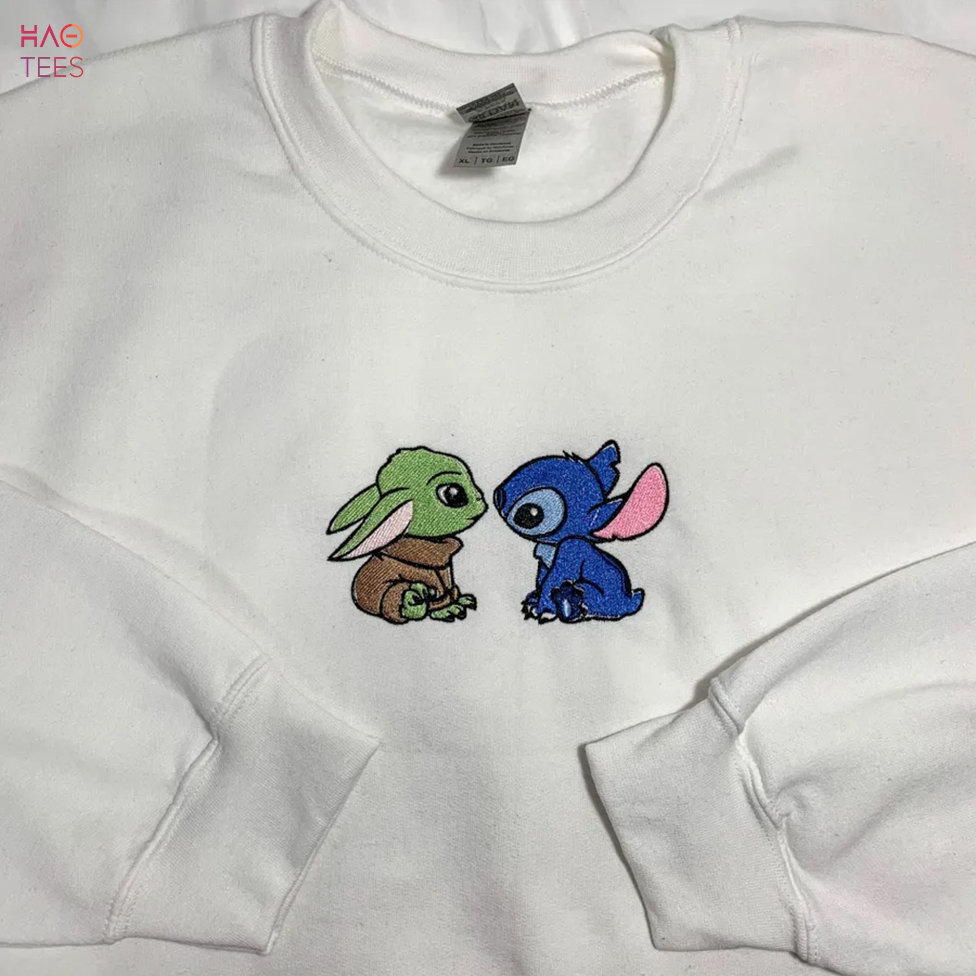 Baby Yoda Stitch Embroidered Crewneck Shirt