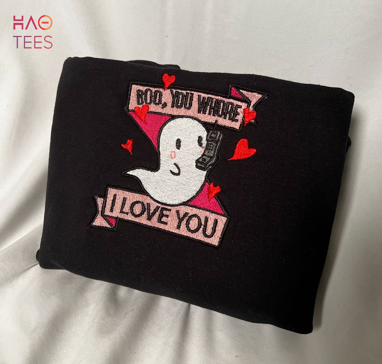Boo I Love You Embroidered Shirt