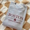 Boston Embroidered University Crewneck Vintage Embroidered Boston Terrier massachusetts Shirt Boston Embroidered University Crewneck Vintage Embroidered Boston Terrier massachusetts Shirt