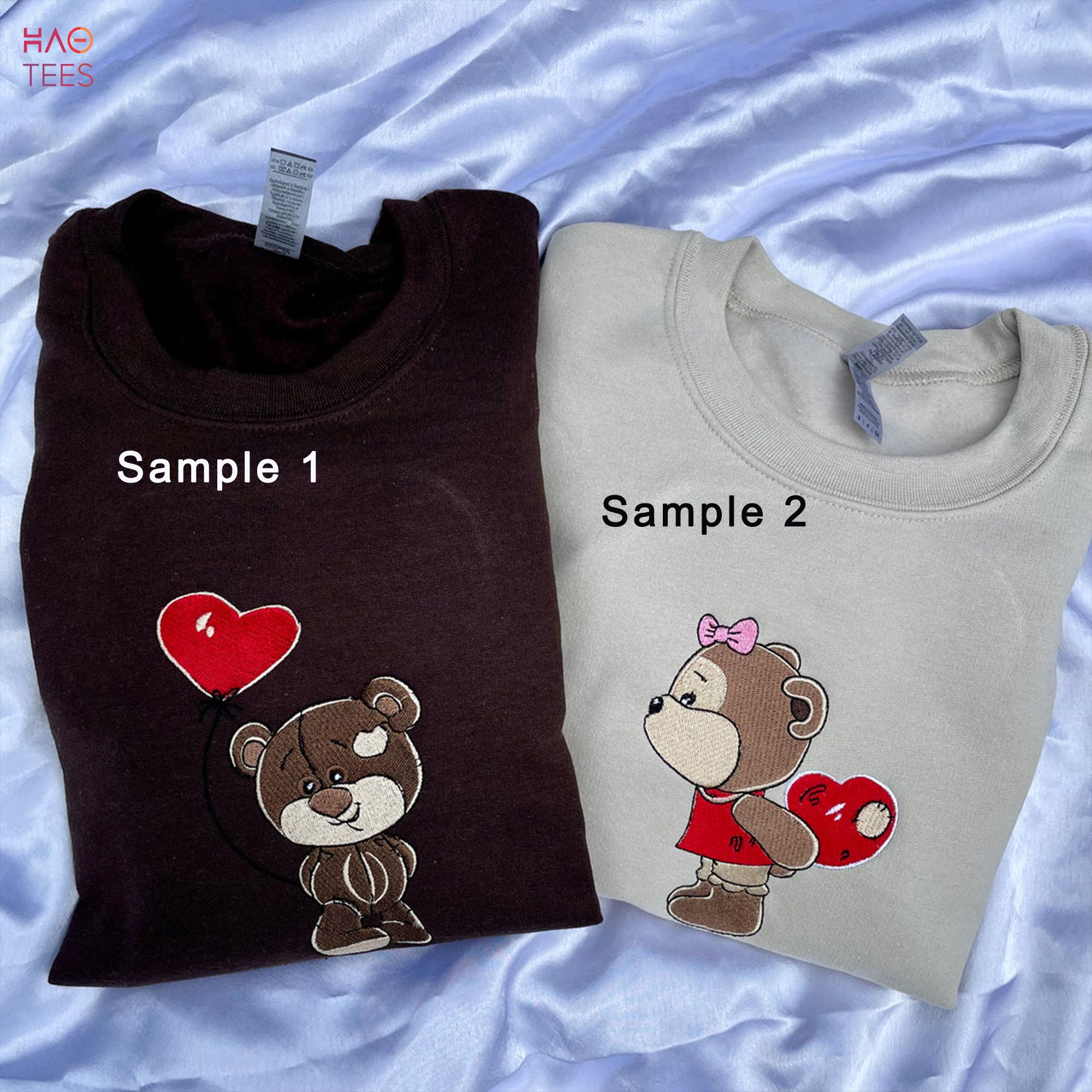 Brown Bear Couples Embroidered Shirt