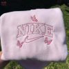 Butterfly Embroidered Crewneck Embroidery Shirt