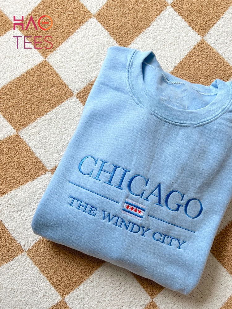 Chicago Embroidered State crewneck Custom City Crewneck Vintage Chicago City of Wind Crewneck Chicago Embroidered Shirt