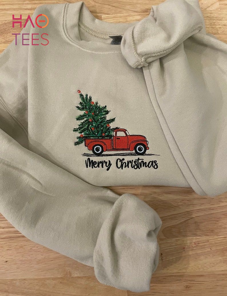 Christmas Tree Truck Embroidered Christmas North Pole Shirt