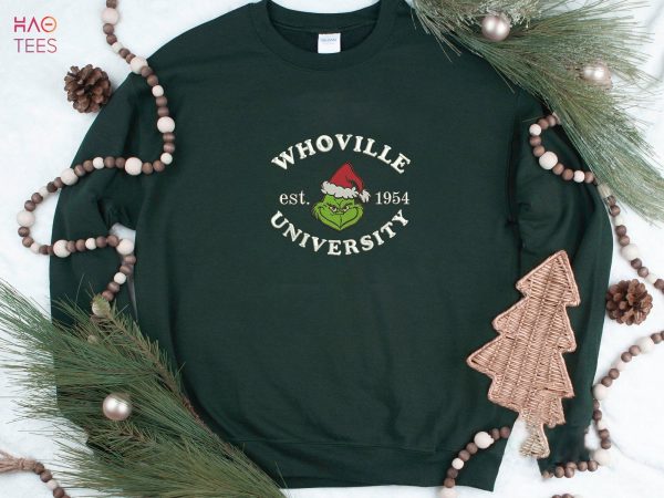 Christmas Whoville University Embroidered Christmas Embroidery Christmas Crewneck Shirt