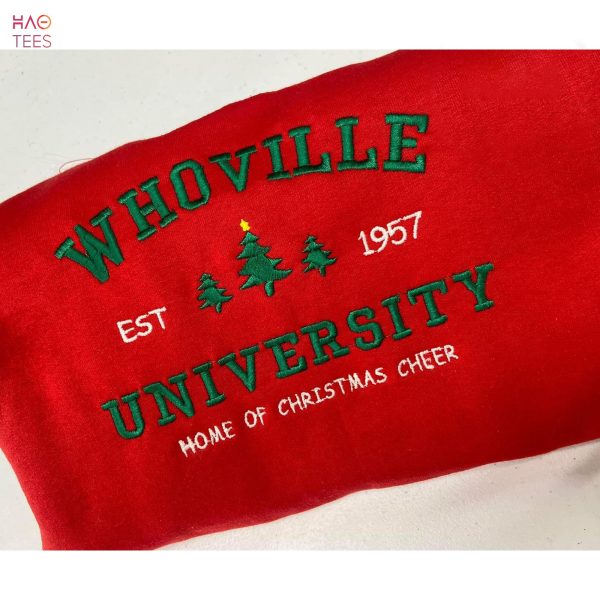 Christmas Whoville University Embroidered Christmas Embroidery Christmas Crewneck Shirt – 2P81