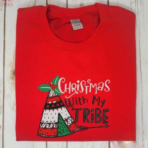 Christmas With My Tribe Embroidered Christmas Shirt Buffalo Plaid Christmas Matching Family Christmas Gift Family Christmas Shirt