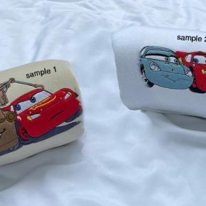 Custom Car Mcqueen Embroidery Cars Mcqueen Sally Couple Disney Lightning Mcqueen Cars Lightning Mcqueen Shirt