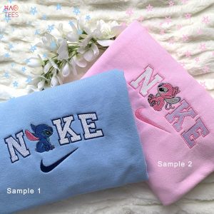 Custom Cartoon Character Couple Embroidered Stitch Crewneck Angel Christmas Couple Shirt