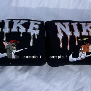 Custom Cartoon Character Couple Embroidered Tom And Jerry Matching Couple Embroidered Valentine Couple Embroidered Shirt