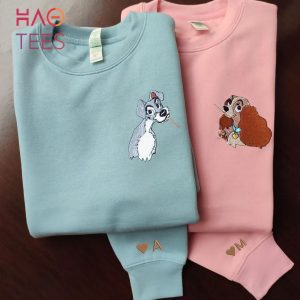 Disney Dog Couple Lovely Characters Embroidered Personalized Couple Valentine’s Day Shirt Disney Dog Couple Lovely Characters Embroidered Personalized Couple Valentine’s Day Shirt