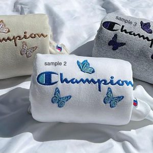 Embroidered Butterflies Embroidered Butterfly Jumper Crewneck Halloween Women Shirt