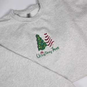 Embroidered Christmas Tree Cake Retro Christmas Tree Cake Embroidered Christmas Crewneck Vintage Chritmas Shirt