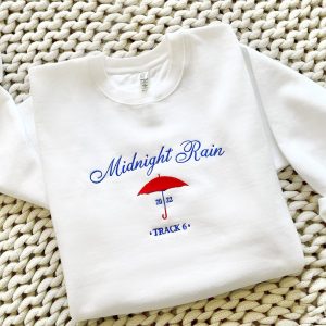 Embroidered Midnights Swift Midnight Rain Crewneck Midnights Album Midnight Rain Song Taylor Fan Gift Shirt