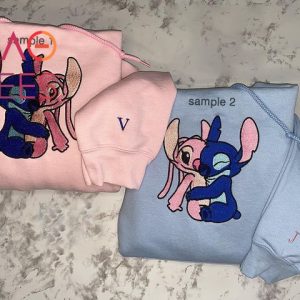 Embroidered Stitch Angle Embroidered Personalized Couple Valentine’s Day Shirt