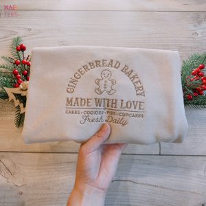 Gingerbread Bakery Embroidered X-mas Crew Neck Christmas Embroidery North Pole Christmas Shirt