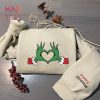Grinch Heart Embroidered Crewneck Grinch Custom Embroidered Grinch Christmas Crewnecks Merry Christmas Gifts Whoville Crewneck Grinch Shirt