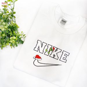Grinch Nike Inspired Christmas Embroideried Christmas Shirt