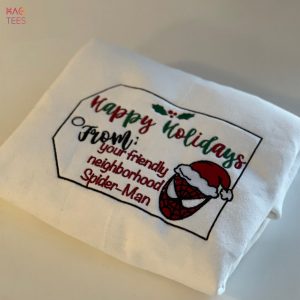 Happy Holidays From Spidey Embroidered Spiderman Xmas Embroidered Marvel Mcu Embroidered Crewneck Shirt