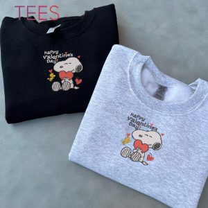 Happy Valentines Day Embroidered Snoopy Shirt