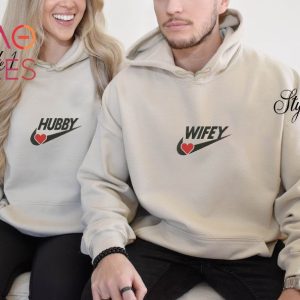 Hubby And Wifey Embroidery Love Couples Valentines Day Gift Shirt