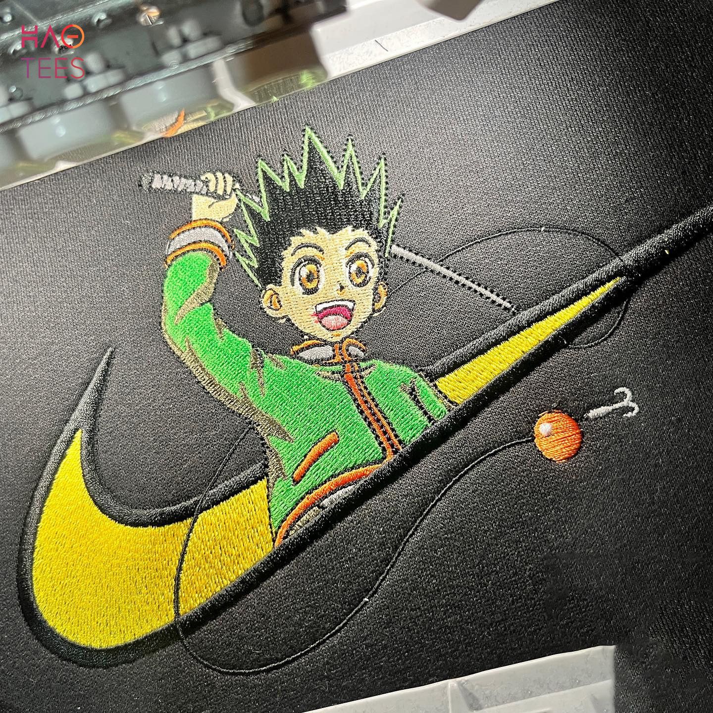 Gon punch nike embroidery design, Hxh embroidery, Anime desi