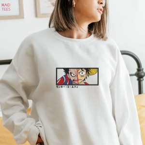 Inspired Luffy Embroidered Manga Anime Crewneck Unisex Crewneck Embroidery Shirt
