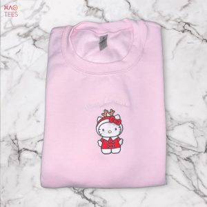 Jolly Kitty Embroidered Hello Kitty Christmas Embroidery Cartoon Embroidered Shirt