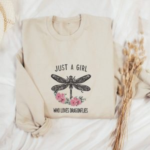 Just A Girl Who Loves Dragonfly Embroidery Shirt