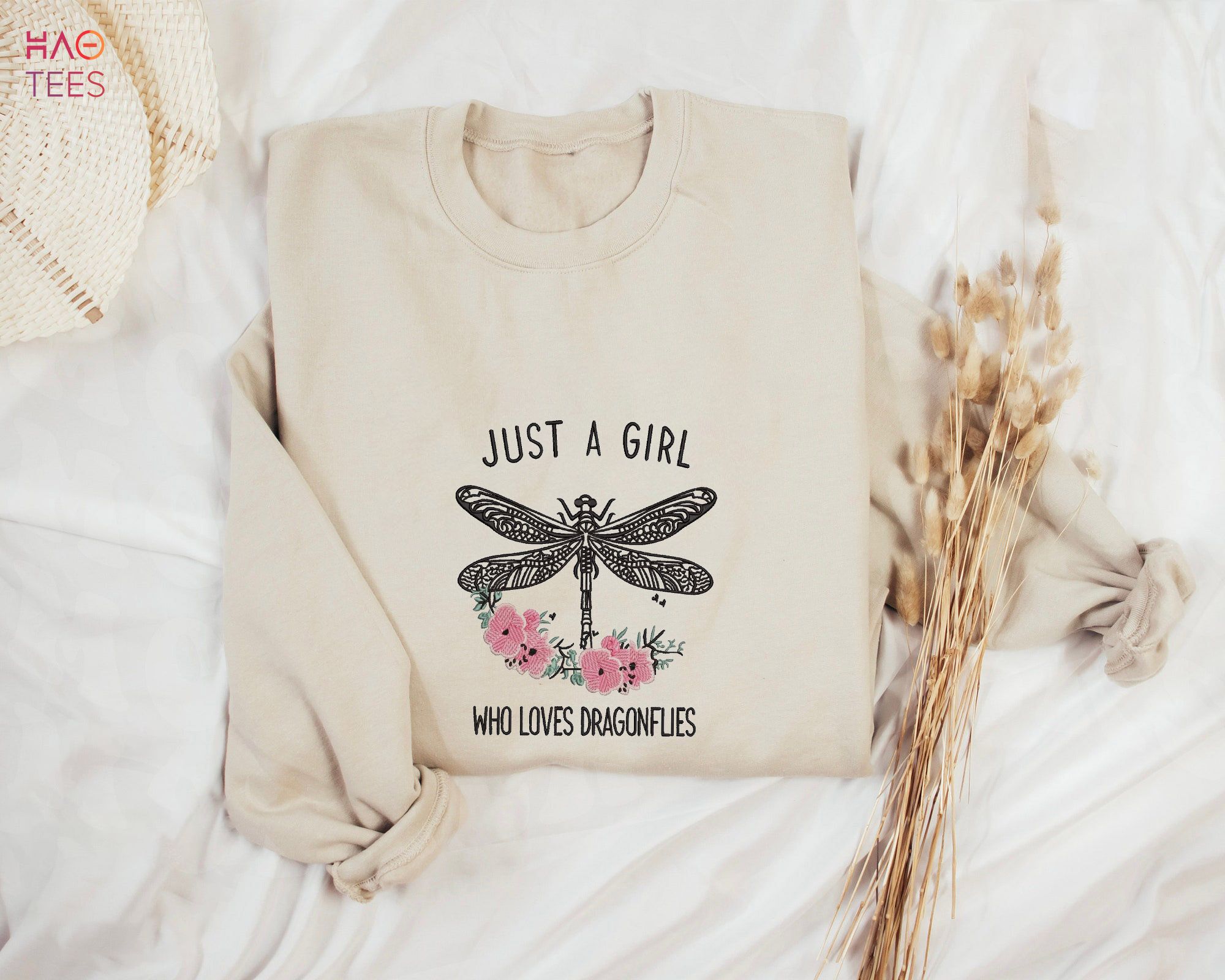 Just A Girl Who Loves Dragonfly Embroidery Shirt Just A Girl Who Loves Dragonfly Embroidery Shirt