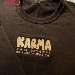 Karma Is A Cat Embroidered Cat Lover Country Music Taylor Swiftie Merch Midnight Karma Taylor Swiftie Shirt