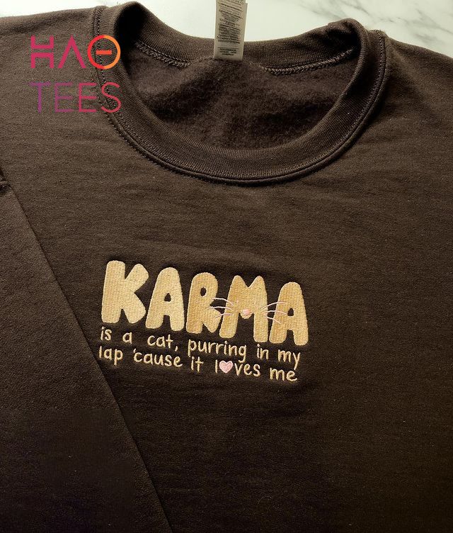 Karma Is A Cat Embroidered Cat Lover Country Music Taylor Swiftie Merch Midnight Karma Taylor Swiftie Shirt Karma Is A Cat Embroidered Cat Lover Country Music Taylor Swiftie Merch Midnight Karma Taylor Swiftie Shirt