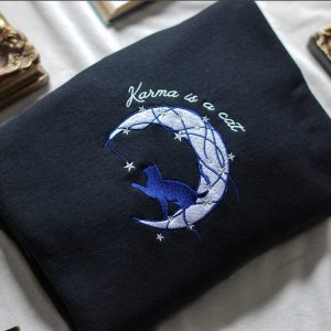 Karma Is A Cat Embroidered Midnights Taylor Cat Shirt Country Music Midnight Karma Taylor Swiftie Merch Shirt