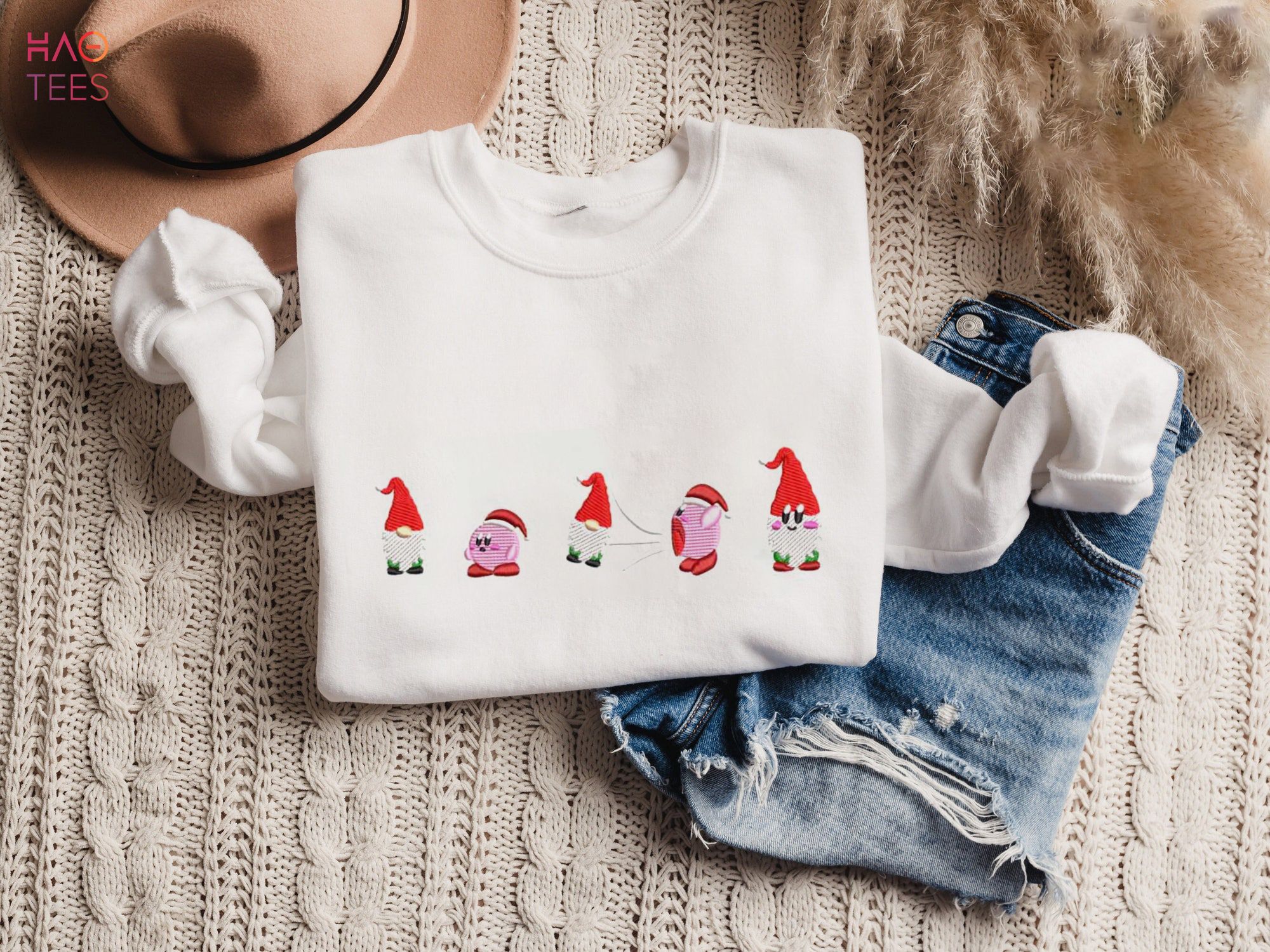 Kirby And Santa Embroidered Kirby Embroidered Crewneck Kirby Christmas Gift Box Anime Animation Kirby Embroidery Xmas Shirt Kirby And Santa Embroidered Kirby Embroidered Crewneck Kirby Christmas Gift Box Anime Animation Kirby Embroidery Xmas Shirt
