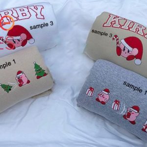 Kirby Christmas Embroidered Funny Xmas Gift For Her Kirby Christmas Gift Couple Gift Shirt