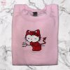 Kitty Devil Crewneck Hello Kitty Embroidery Cartoon Embroidered Shirt