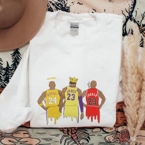 Kobe Bryant LeBron James And Michael Jordan Art Piece Embroidered Shirt