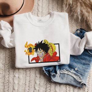 Luffy One Piece Anime Embroidered Monkey D Luffy Manga Shirt – LK11