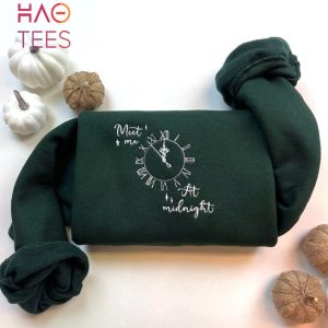 Meet Me At Midnight Embroidered Folklore 1989 l Embroidered Clock Minimalist Trendy 1989 Forest Green Shirt