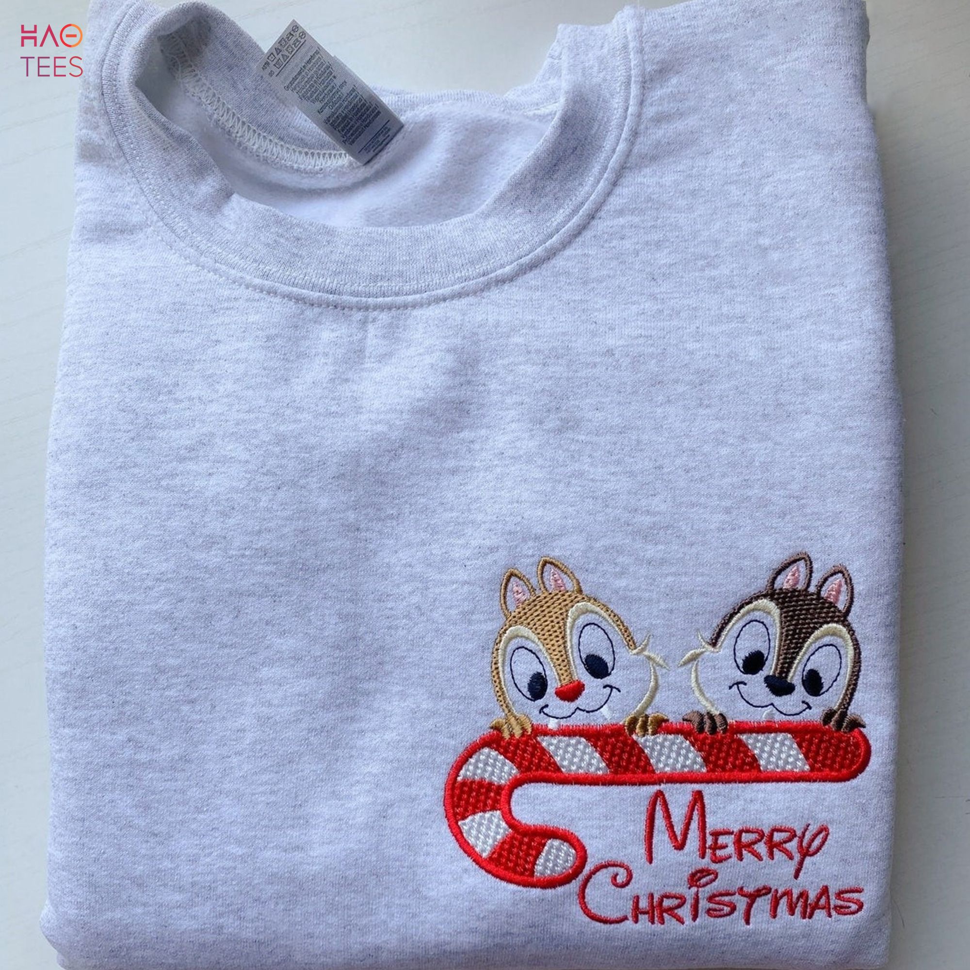 Merry Christmas Chip Dale Squirrel Vintage Embroidered Crewneck Shirt Merry Christmas Chip Dale Squirrel Vintage Embroidered Crewneck Shirt