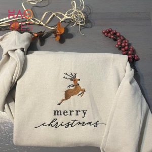 Merry Christmas Embroidered Reindeer Christmas Crewneck Christmas Deer Crewneck Christmas Shirt Merry Christmas Embroidered Reindeer Christmas Crewneck Christmas Deer Crewneck Christmas Shirt