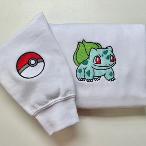 Mountain Mew Anime Pokemon Embroidery Crewneck Custom Embroidered Roman Numeral Couple Matching  Anniversary Shirt
