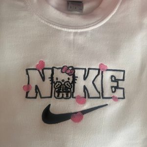 Nike Hearts Kitty Embroidered Hoodie Tee Shirt