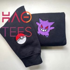 Pokemon Gengar Embroidered Pokemon Gengar Embroidered Pokemon Embroidery Pokemon Gengar Shirt