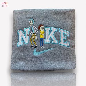 Rick And Morty Embroidered Crewneck Cartoon Swoosh Embroidery Christmas Gift Shirt