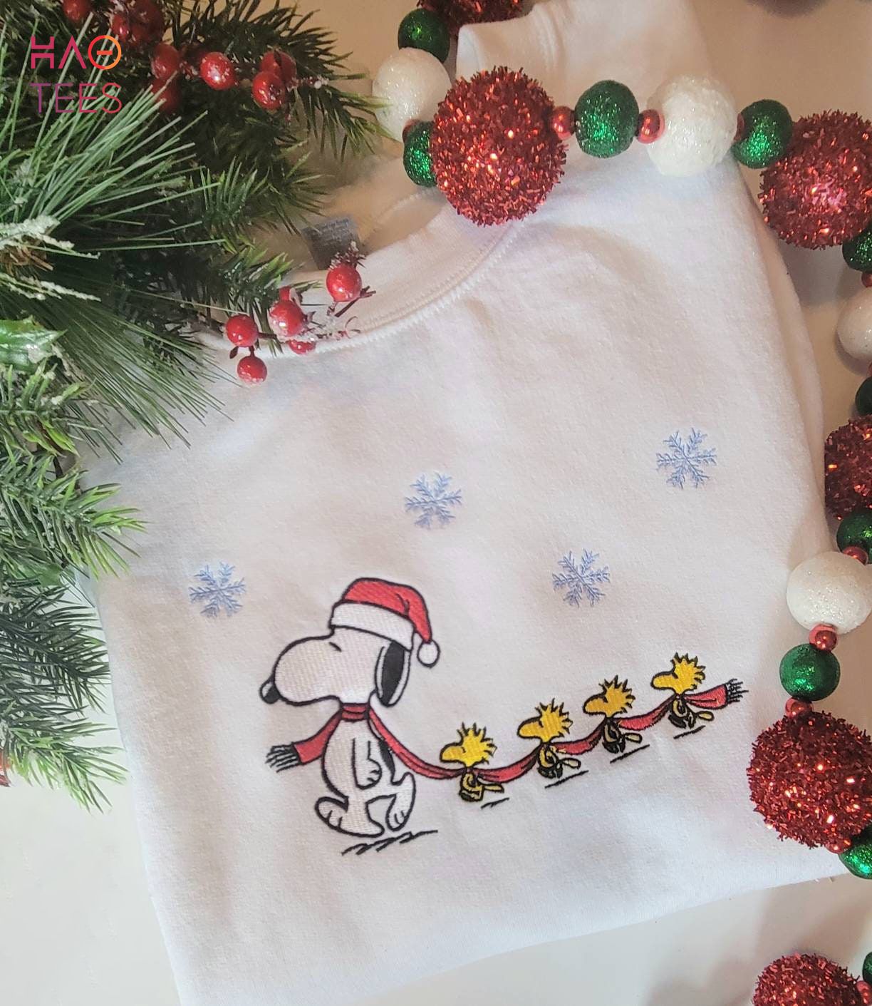 Road Full Of Snowflakes Snoopy Christmas Embroidered Shirt Road Full Of Snowflakes Snoopy Christmas Embroidered Shirt