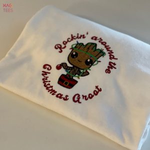 Rockin’ Around the Xmas Tree Embroidered Groot Christmas Embroidered Trending Y2K Shirt